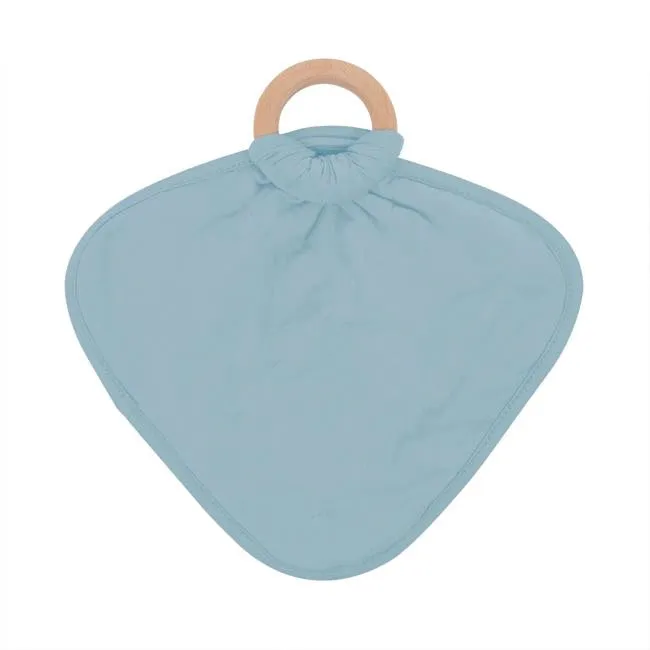 Kyte Baby Lovey with Wooden Teething Ring - Dusty Blue