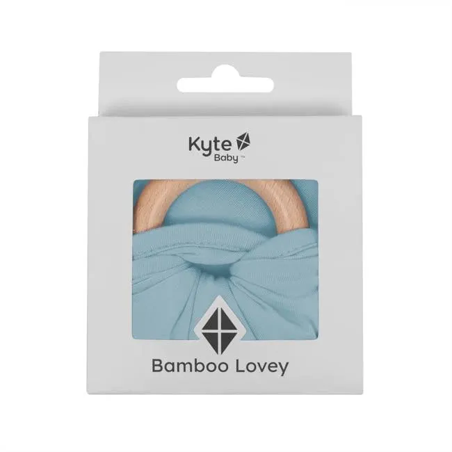 Kyte Baby Lovey with Wooden Teething Ring - Dusty Blue