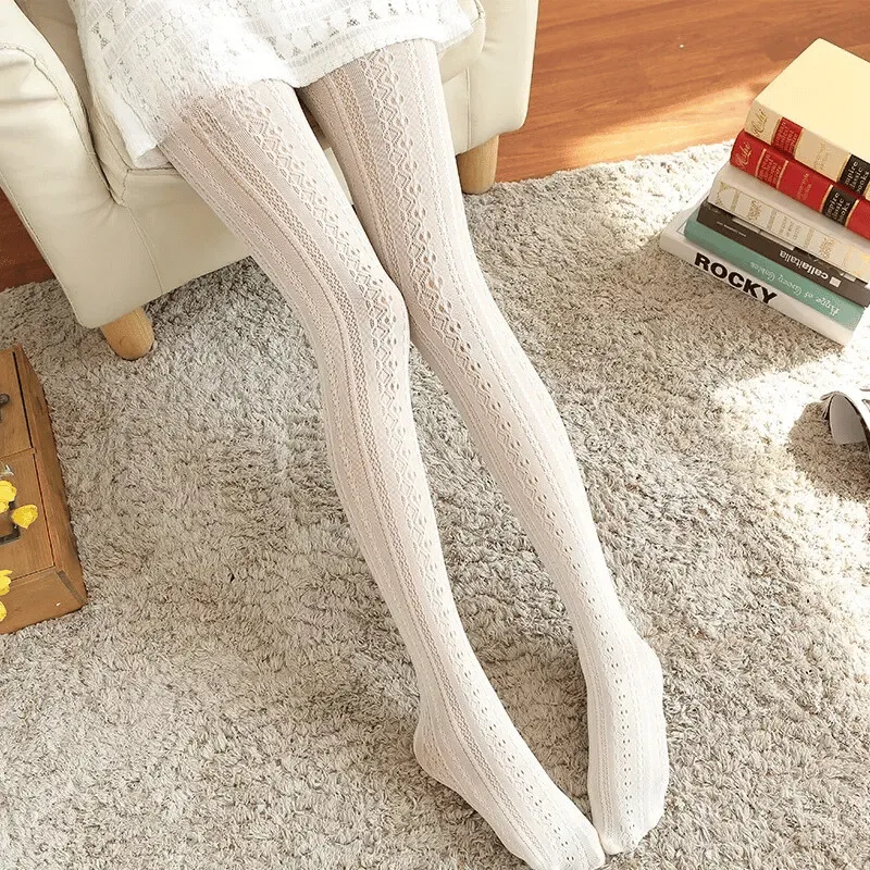 Lace Knit Cotton Tights Hollow Out Striped Stockings Pantyhose - Web Search