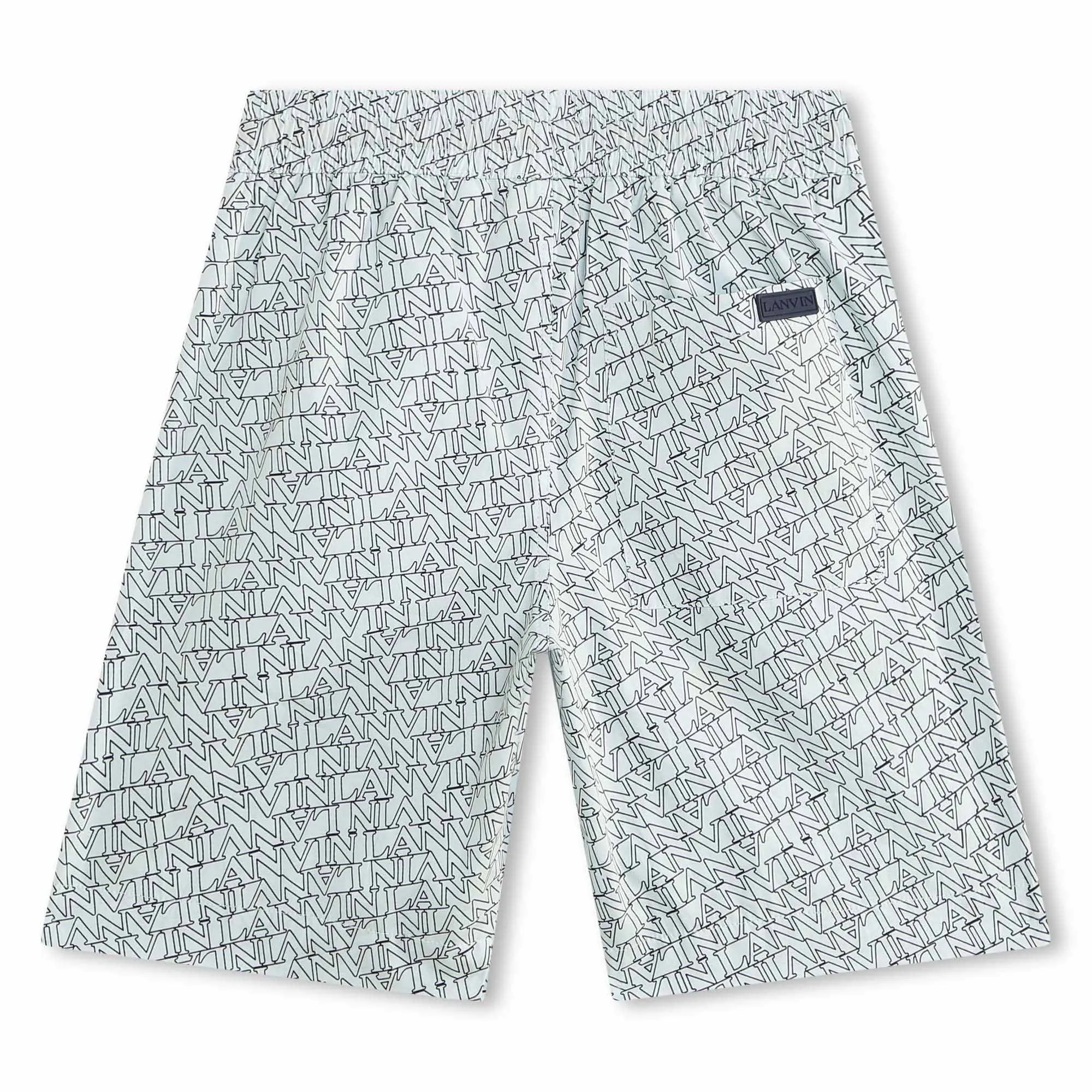 Sea Green All Over Logo Print Shorts by Lanvin