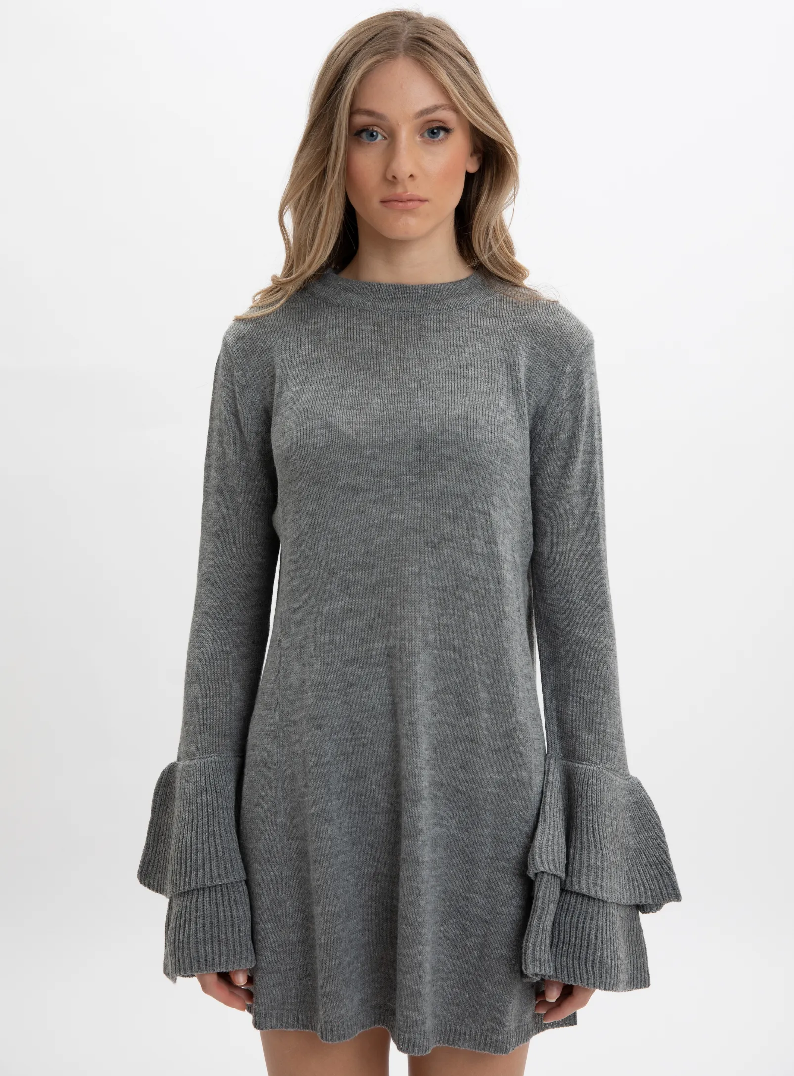 LARISSA Sweater Dress & Robe Pull with Ruffle Sleeve