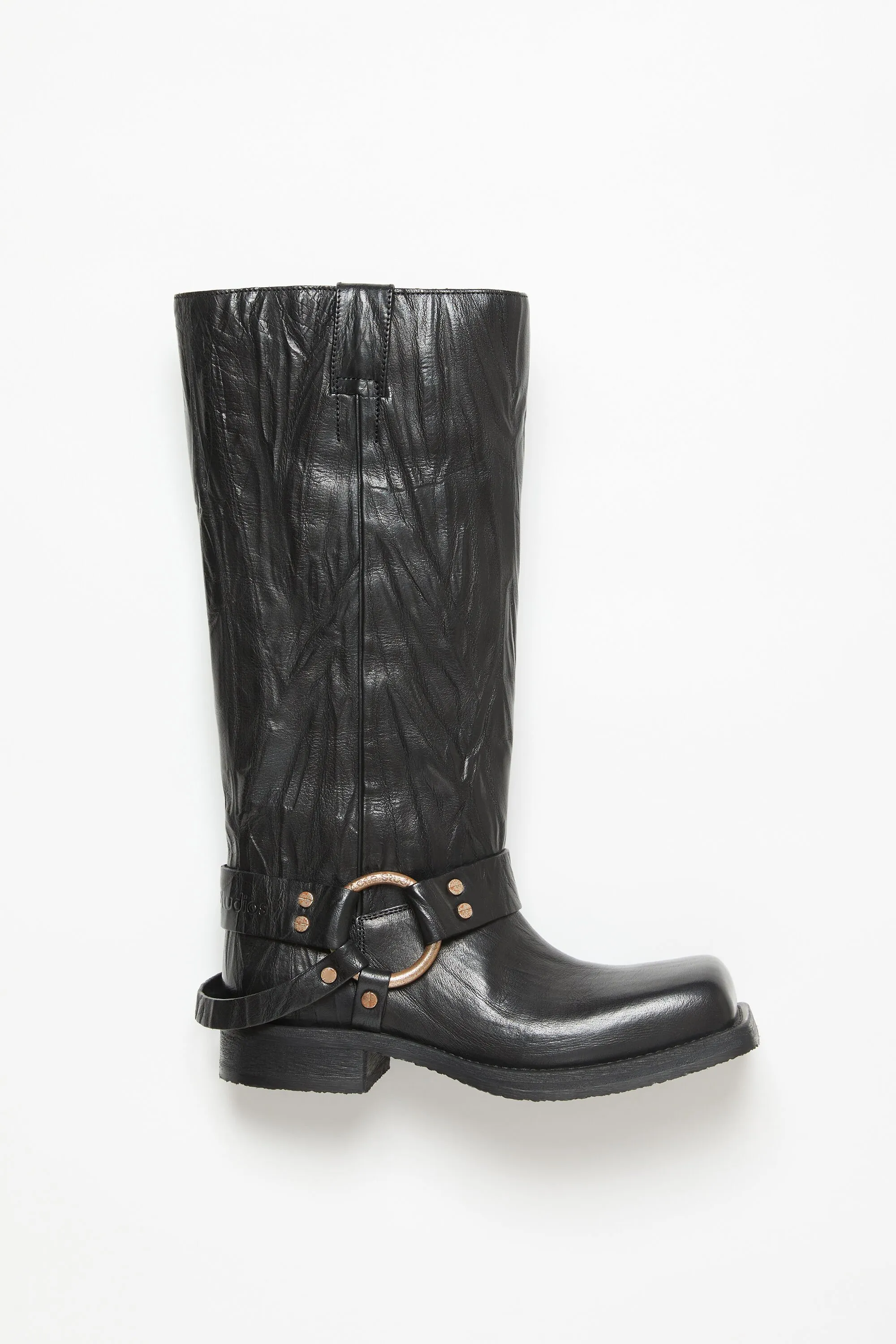 Buckled leather boots