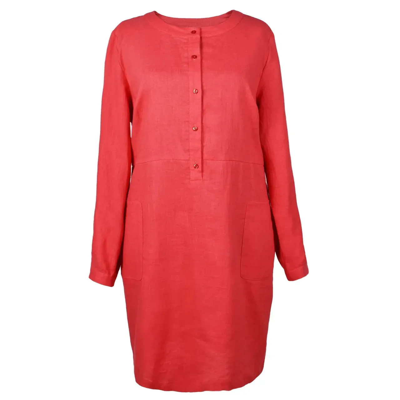 Coral Linen Shirt Dress