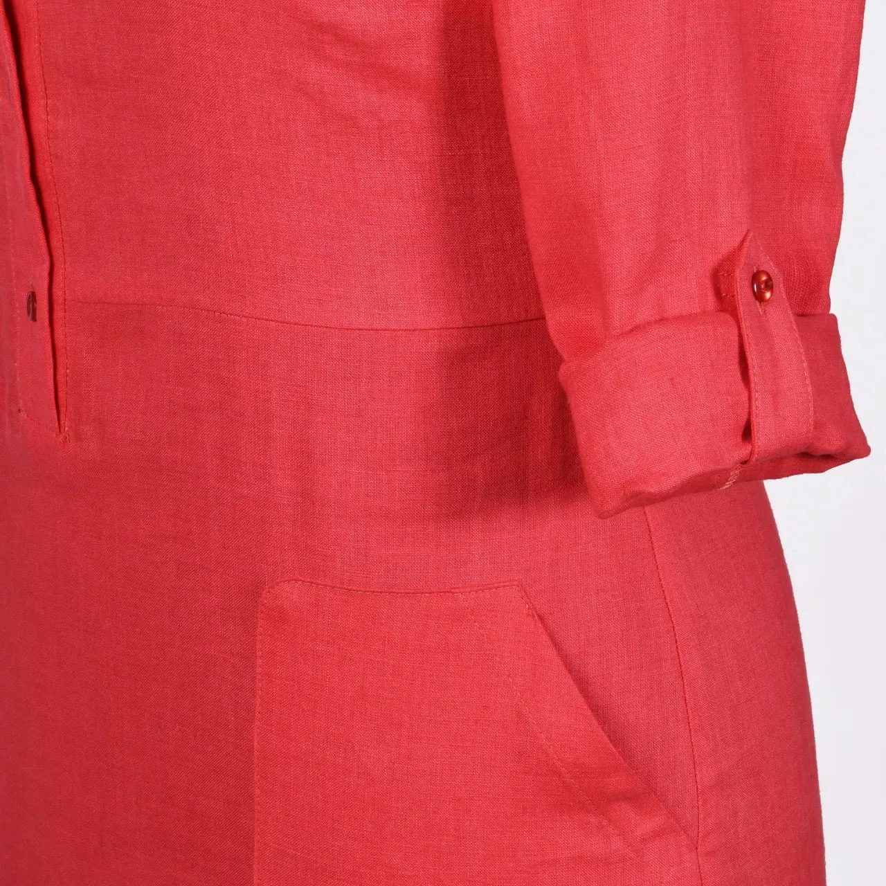 Coral Linen Shirt Dress