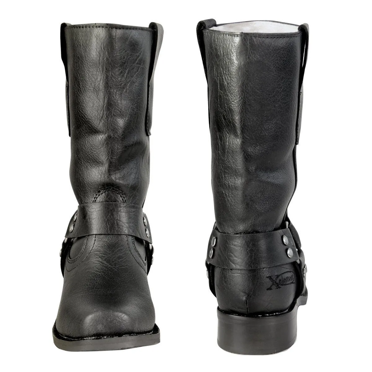 LU7028 Black Children's Harness Leather Boots