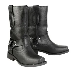 LU7028 Black Children's Harness Leather Boots