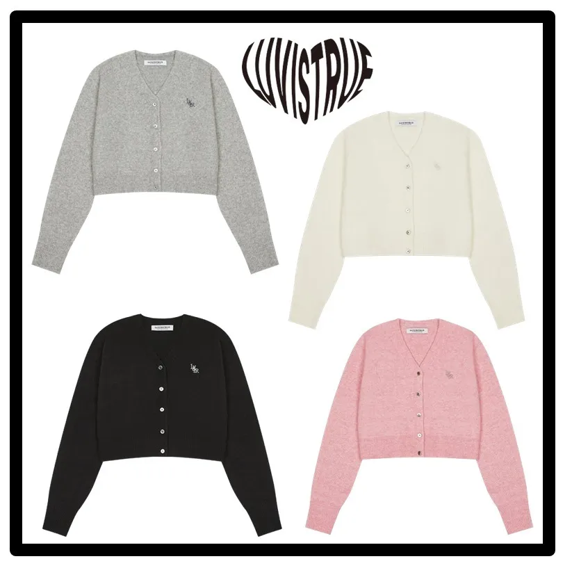 Casual Cotton Logo Cardigans by LUV IS TRUE