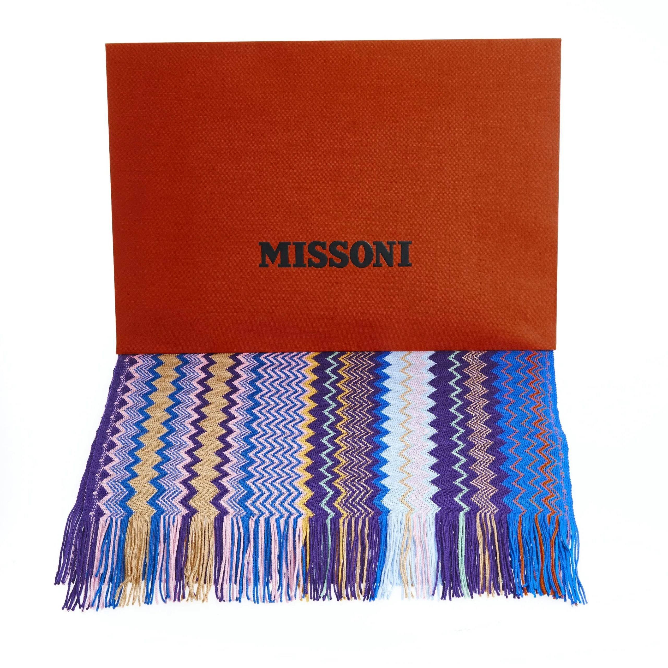 Luxury Scarf with Geometric Fringe Pattern