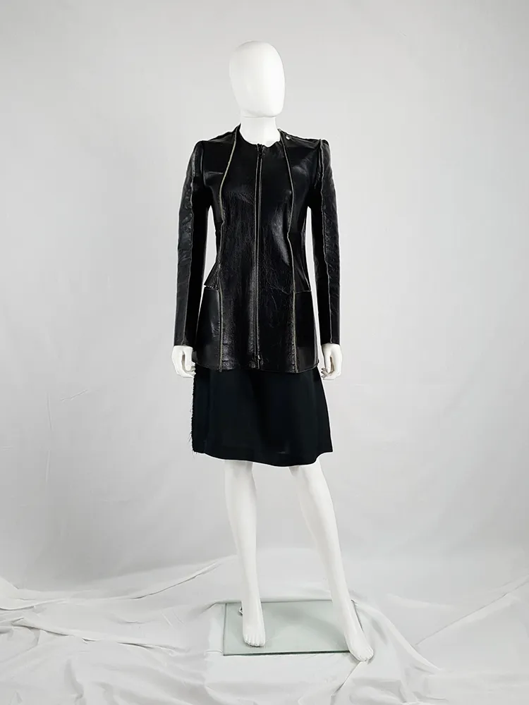 Maison Margiela Vintage 1998 Black Leather Flat Jacket - Spring Collection