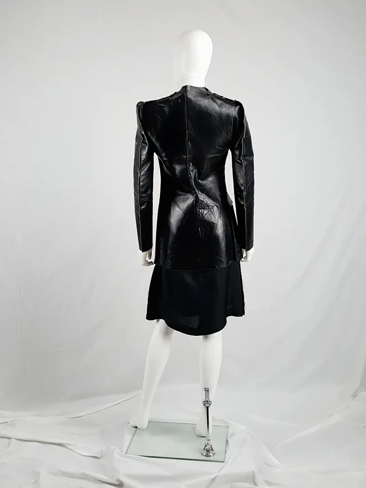 Maison Margiela Vintage 1998 Black Leather Flat Jacket - Spring Collection