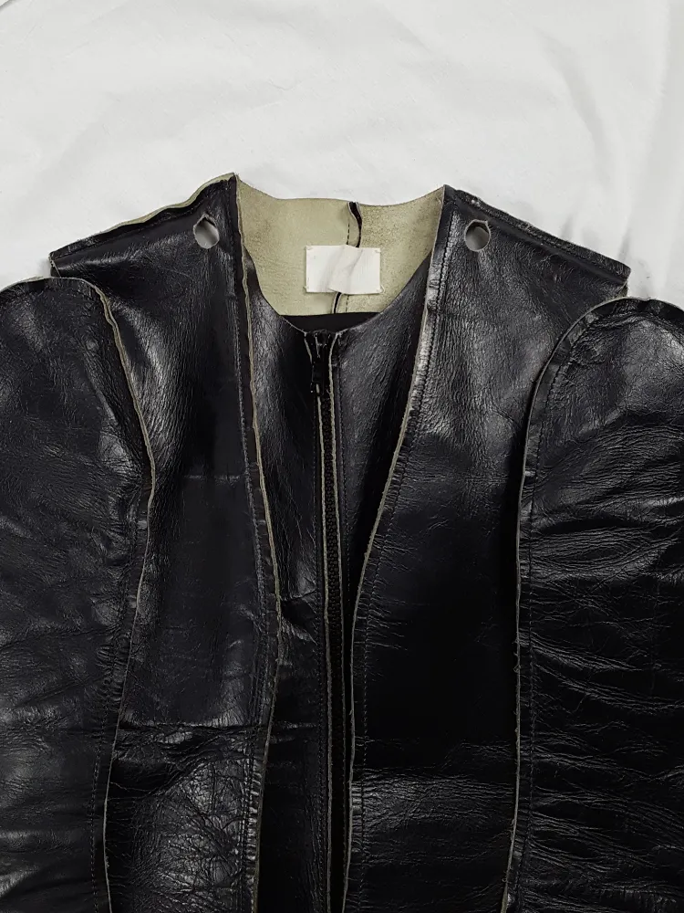 Maison Margiela Vintage 1998 Black Leather Flat Jacket - Spring Collection