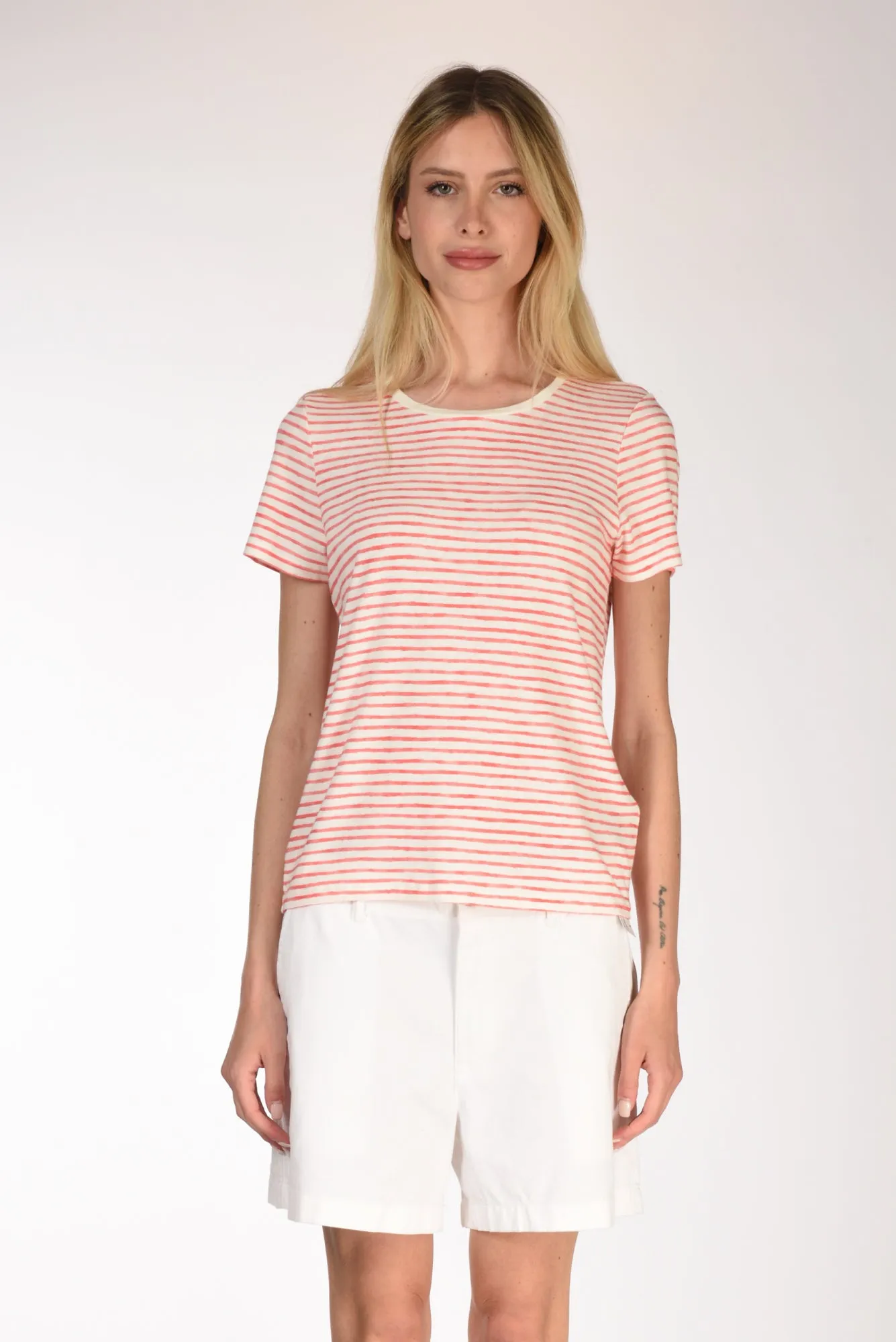 Majestic Filatures Paris Striped White/Red Women's T-shirt