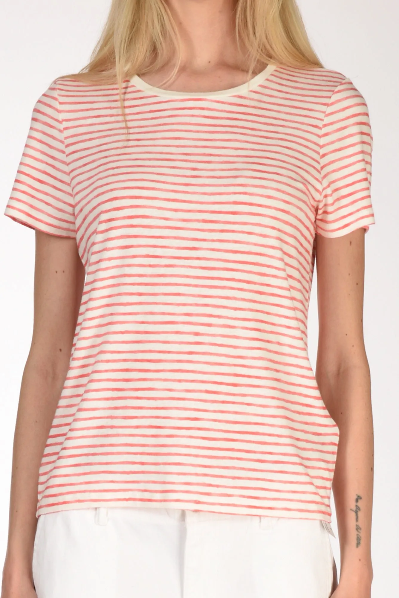 Majestic Filatures Paris Striped White/Red Women's T-shirt