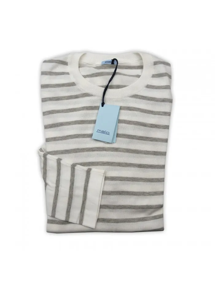 Malo Gray and White Horizontal Lines Sweater - PE28AFE0006EA21607