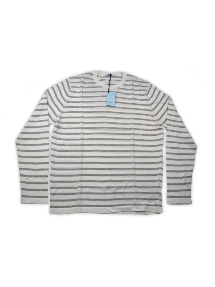 Malo Gray and White Horizontal Lines Sweater - PE28AFE0006EA21607