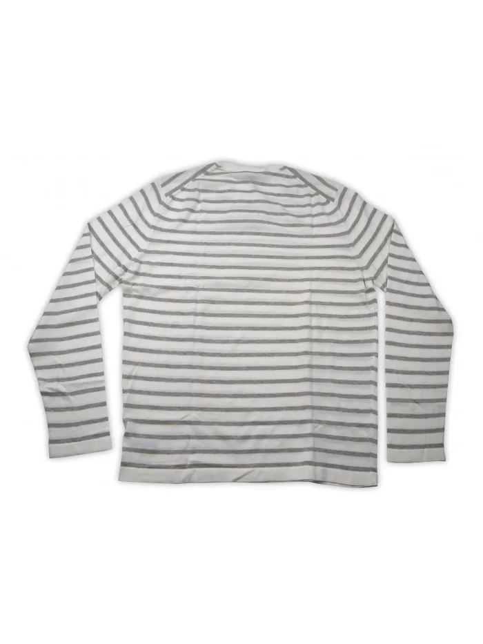 Malo Gray and White Horizontal Lines Sweater - PE28AFE0006EA21607