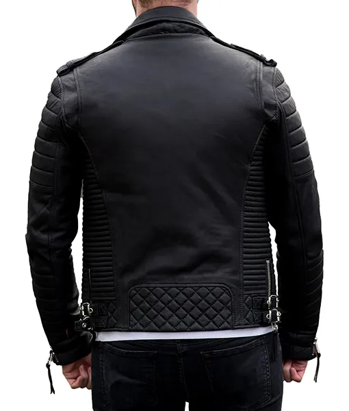 TLC Men's Black Biker Leather Jacket