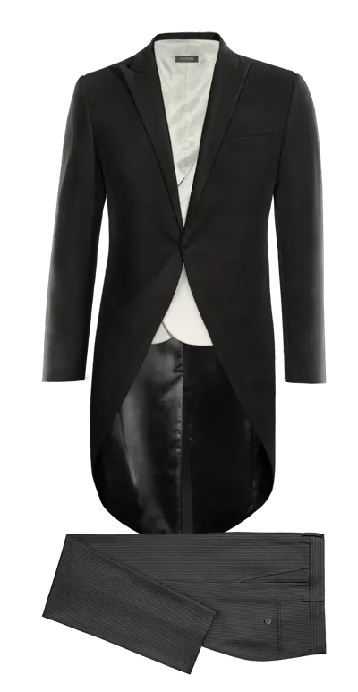 Mens Black Morning Coat with White Waistcoat - Shop Now