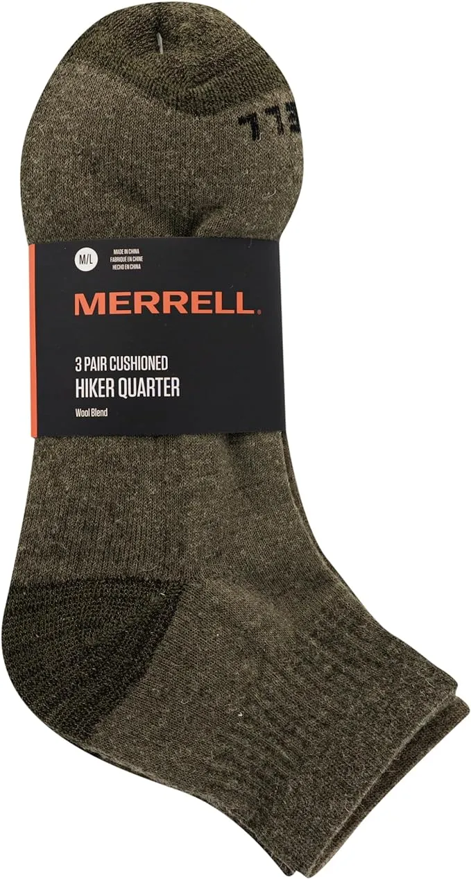 Merrell Wool Socks - Unisex Arch Support Insulated, 3 Pair Pack