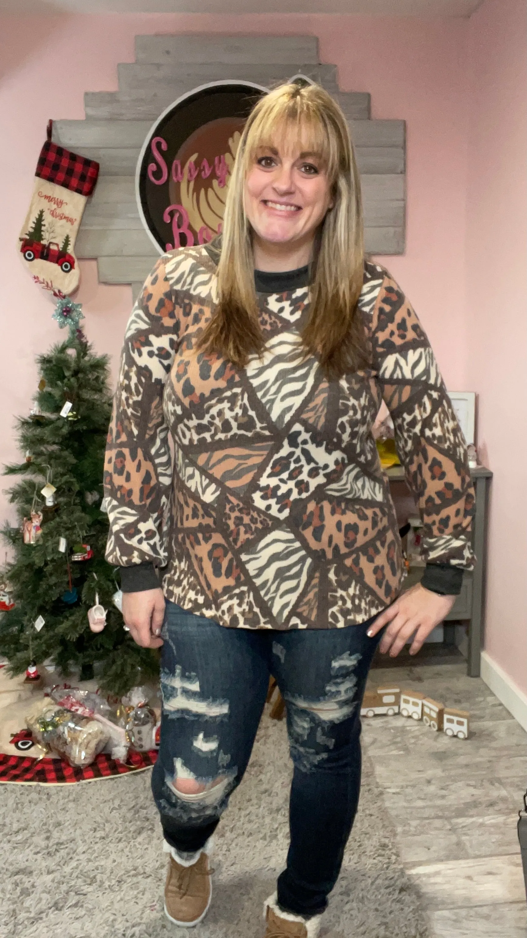 Mixed Animal Print Pullover