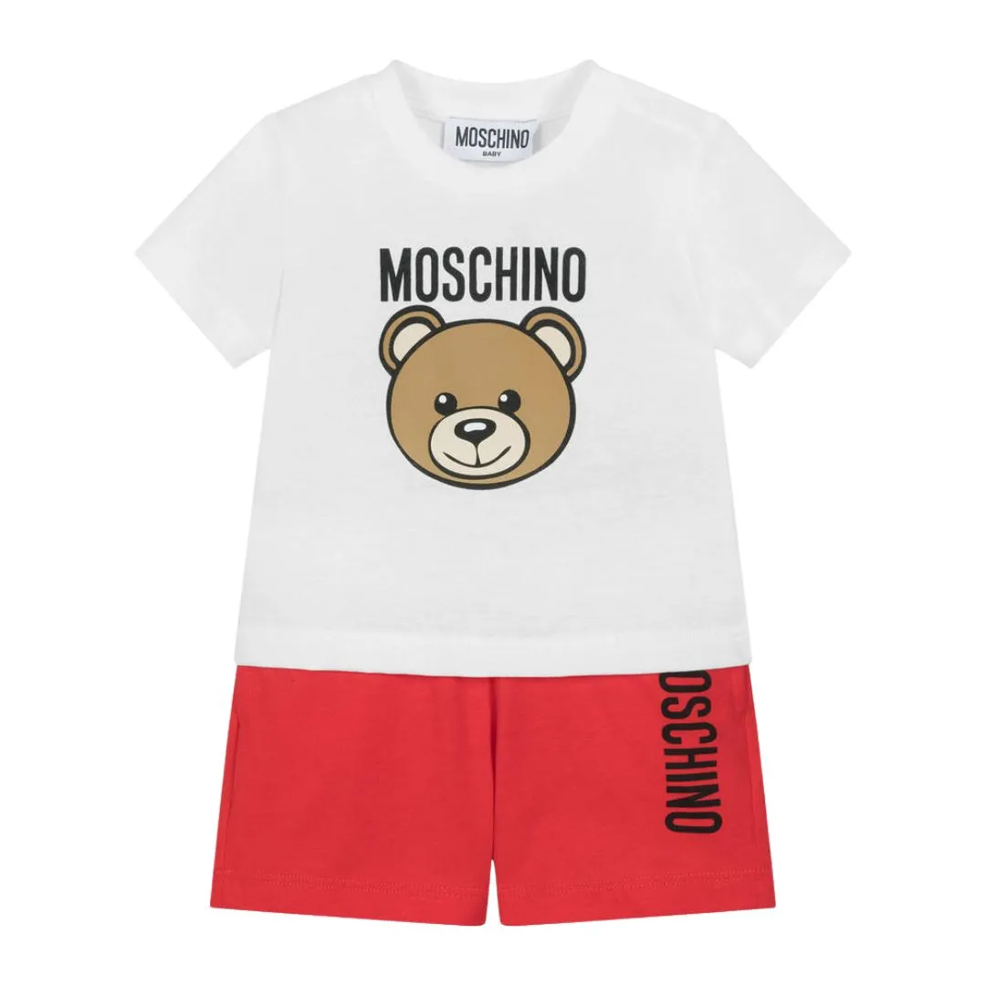 Red-White Logo T-Shirt&Shorts by Moschino