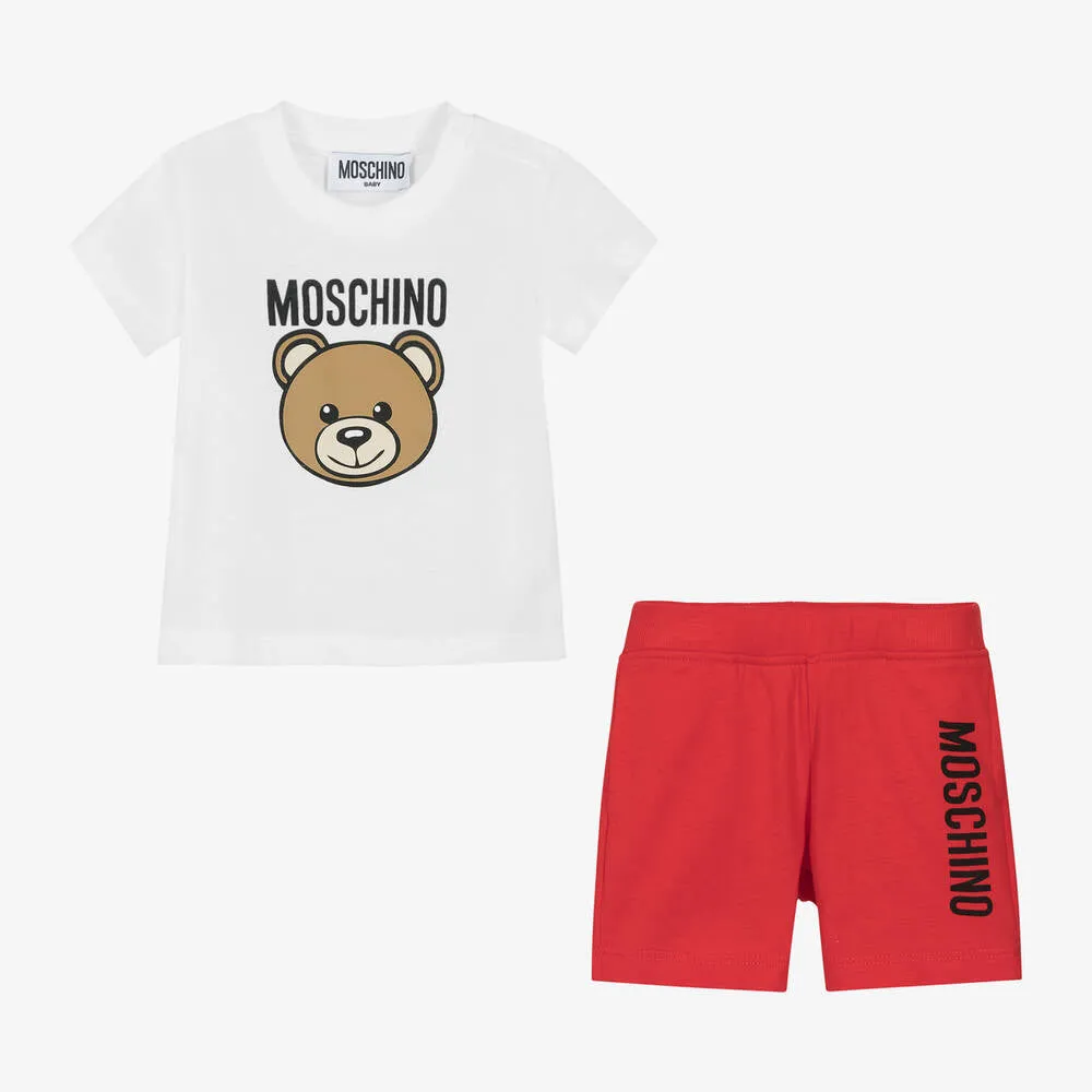 Red-White Logo T-Shirt&Shorts by Moschino