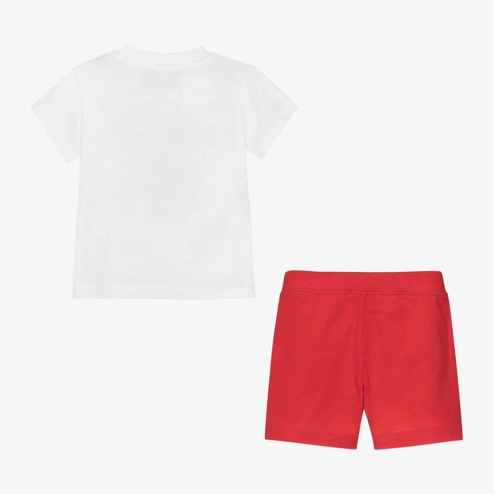 Red-White Logo T-Shirt&Shorts by Moschino