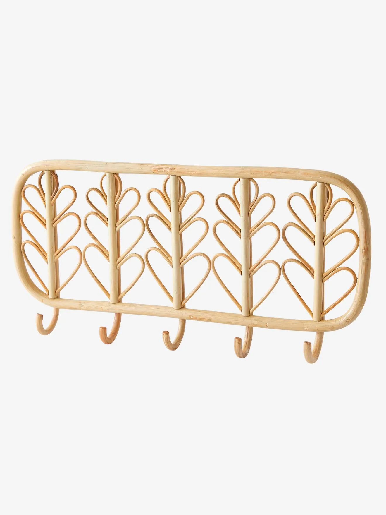 Natural Wood Rattan Coat Rack