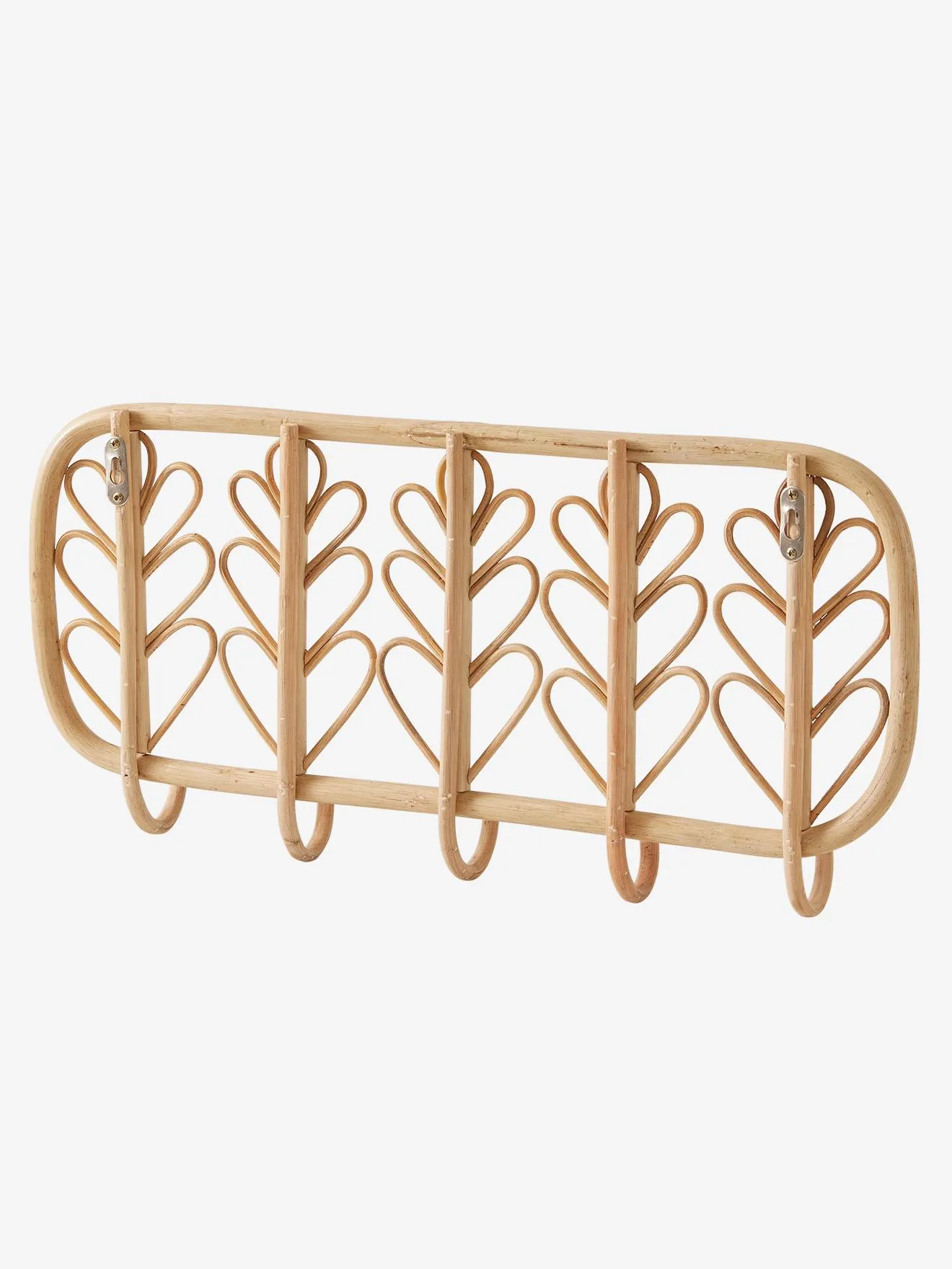 Natural Wood Rattan Coat Rack