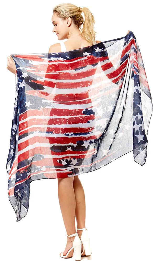 Navy American Flag Print Scarf