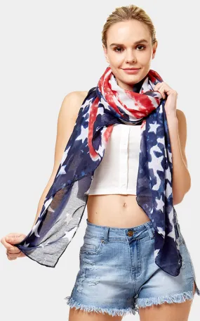 Navy American Flag Print Scarf