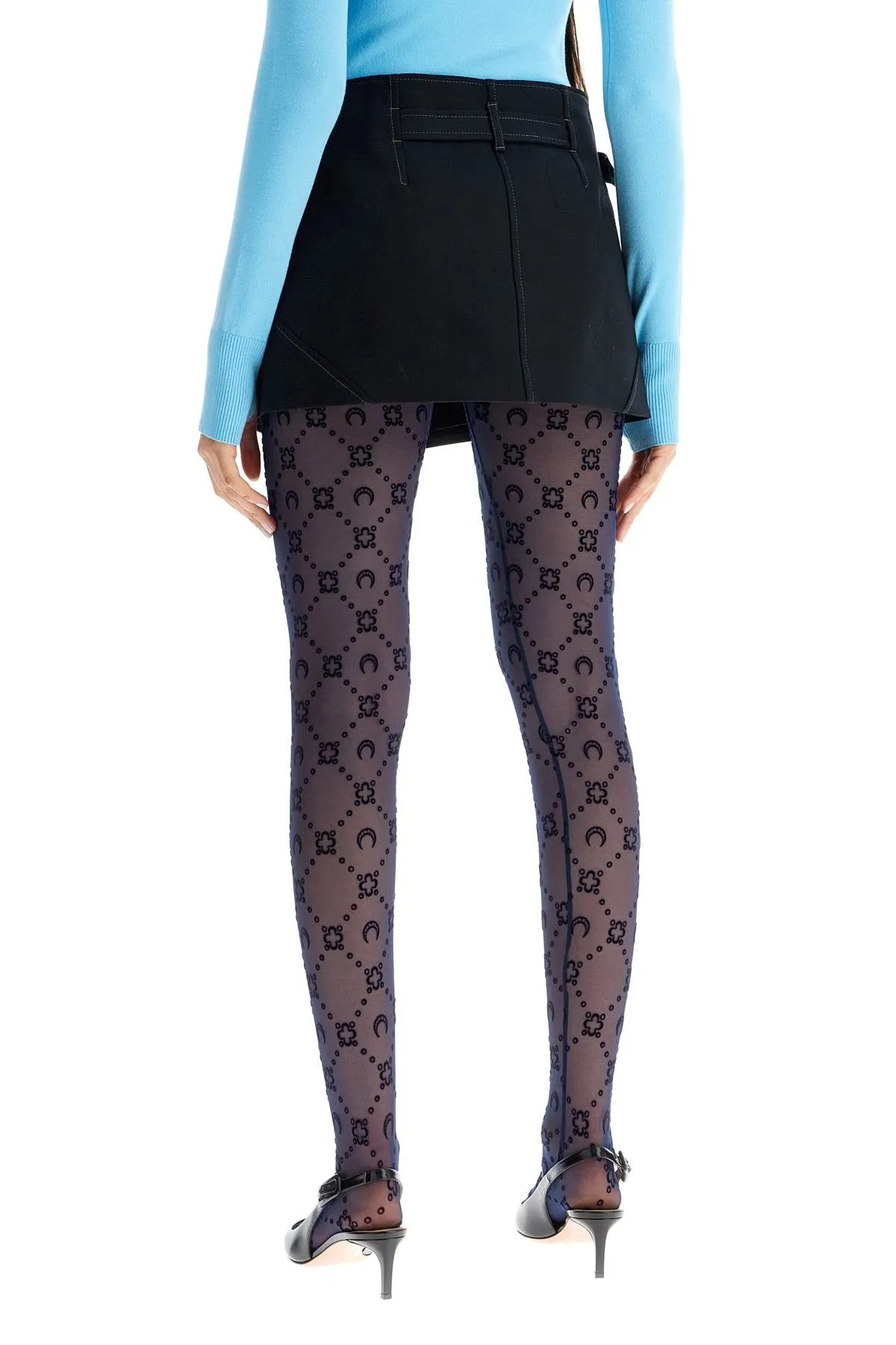 navy moonogram tights made from recycled mesh - WUW034A CJER0005