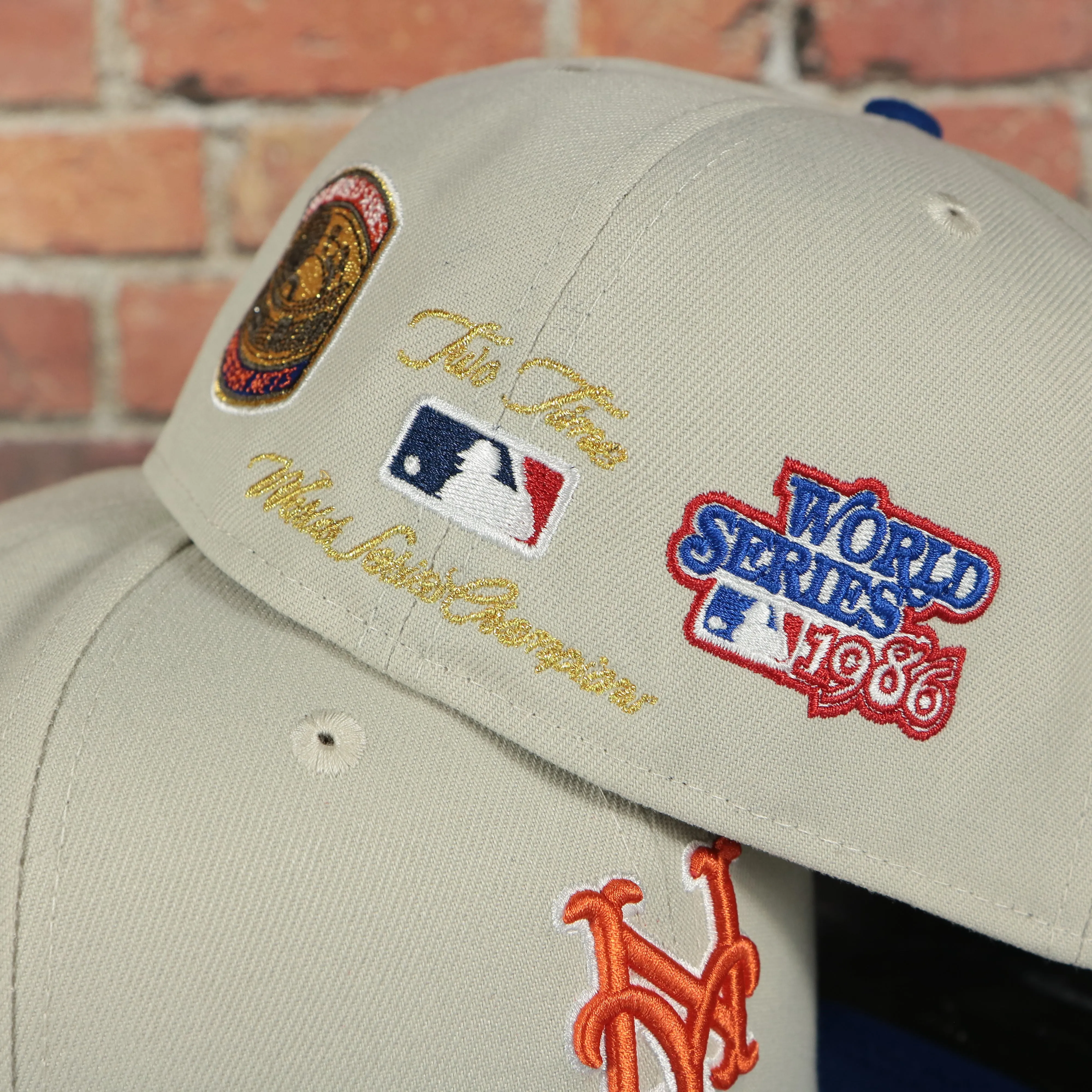 New York Mets 2-Time World Series Champions Cap - Sand/Royal - 59Fifty Fitted