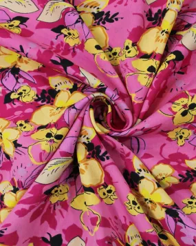 Pink Floral Print Crepe Fabric