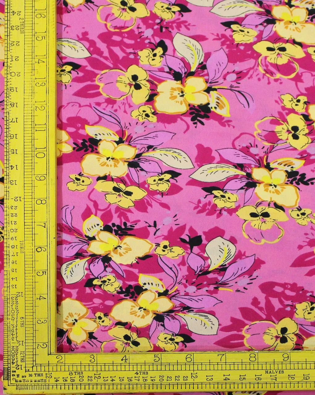 Pink Floral Print Crepe Fabric