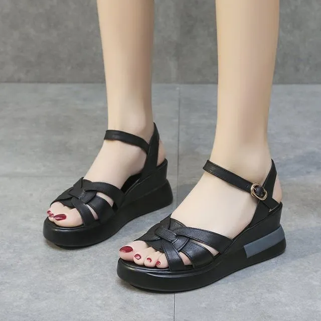 Platform Wedge Sandals BL31 - Stylish Elevating Footwear for Women