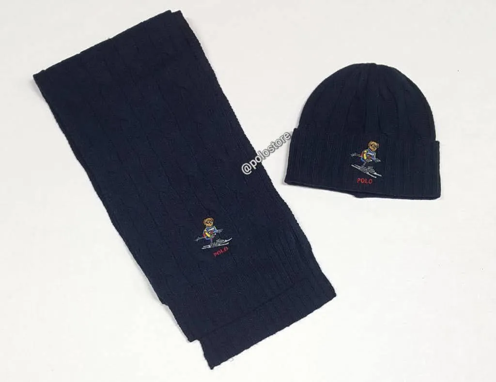 Polo Ralph Lauren Blue Ski Bear Scarf