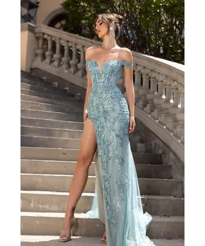 Portia and Scarlett Off Shoulder Applique Prom Dress PS25198