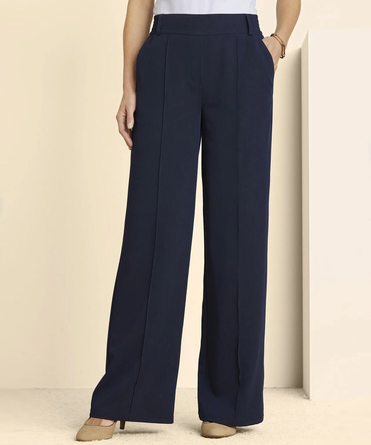 Pull-On Wide-Leg Trousers