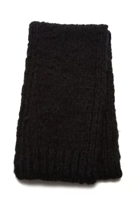 Black Welfat Cashmere Pyke Knit Scarf.