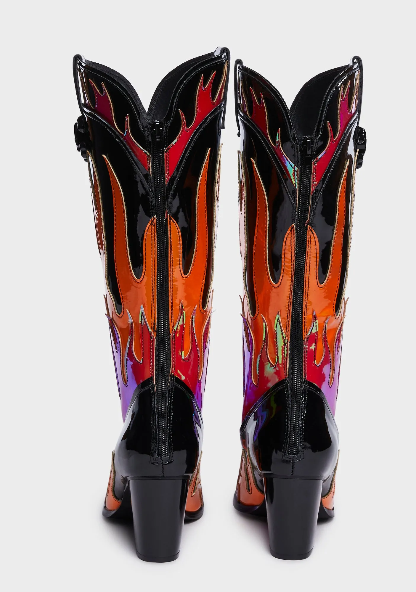 Red Space Cowgirl Flame Boots