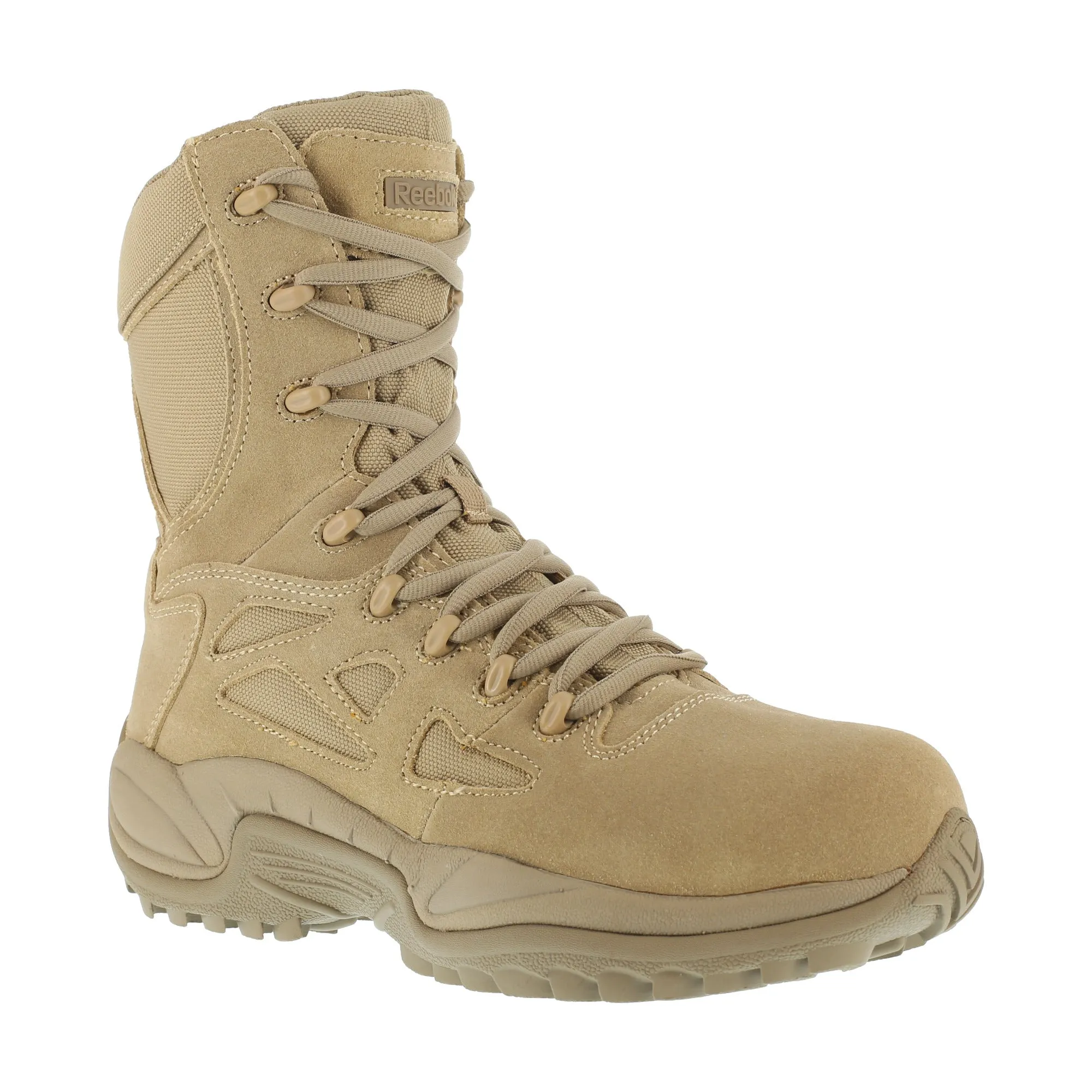 Reebok Tactical Boots Rapid Response RB Side Zip Tan Suede Boots.