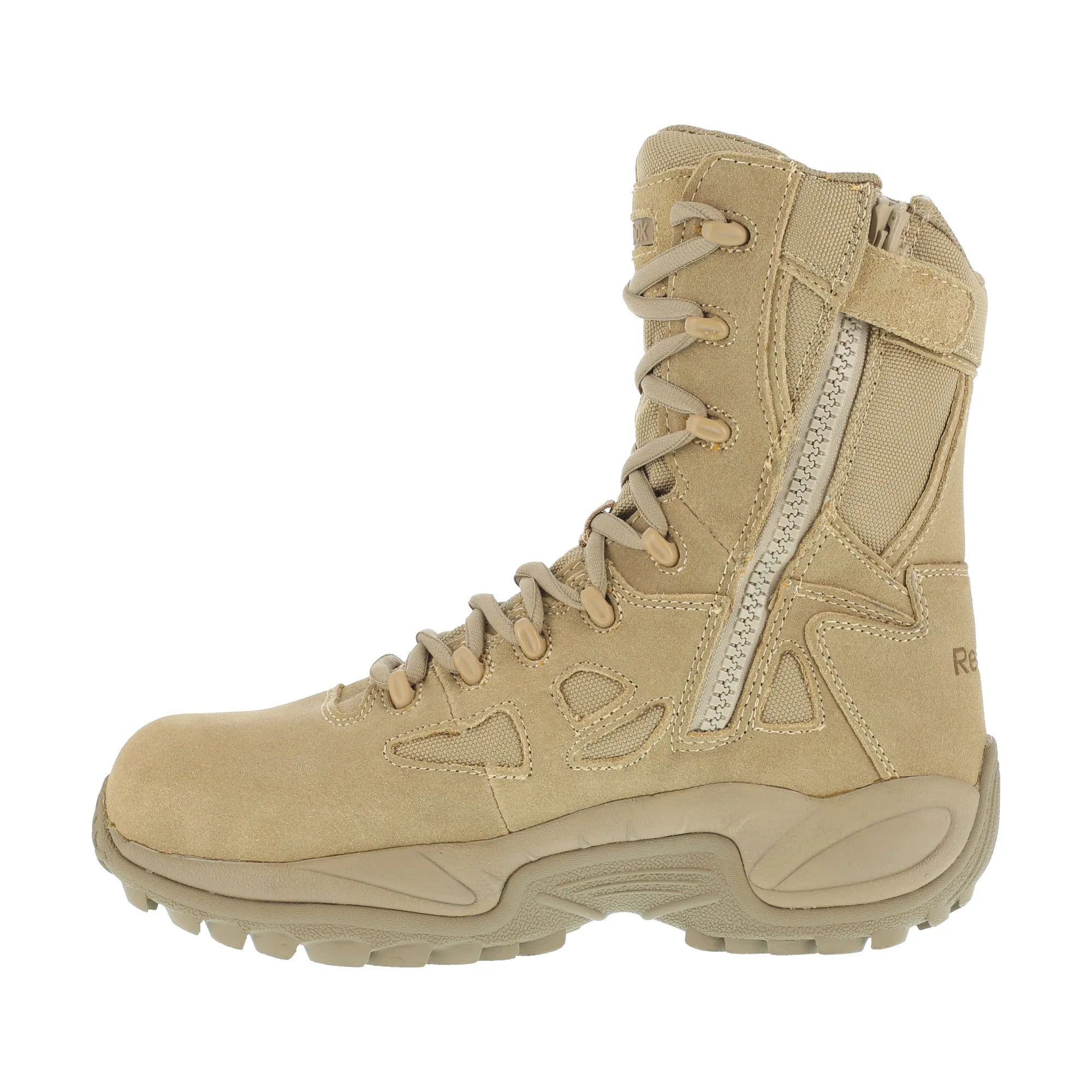 Reebok Tactical Boots Rapid Response RB Side Zip Tan Suede Boots.