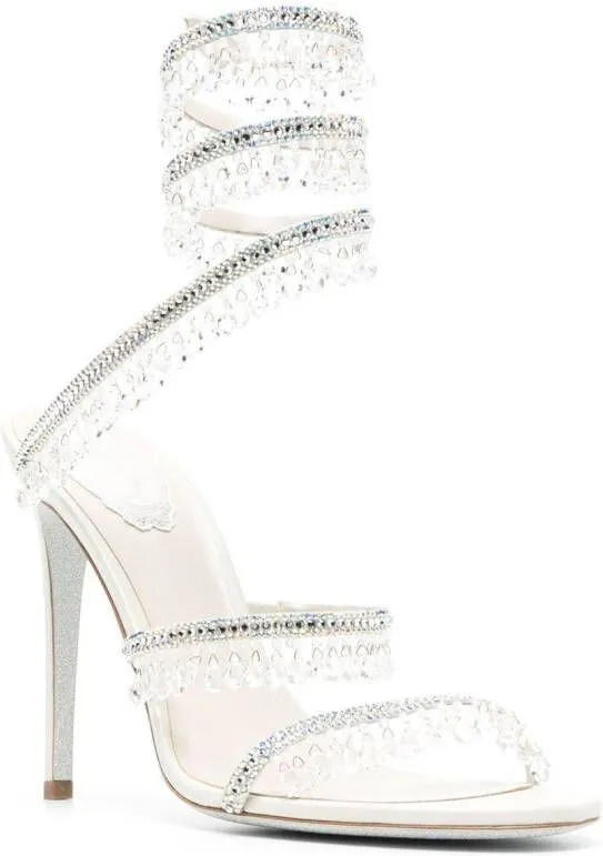 Neutrals René Caovilla Chandelier 105mm Crystal-Embellished Sandals