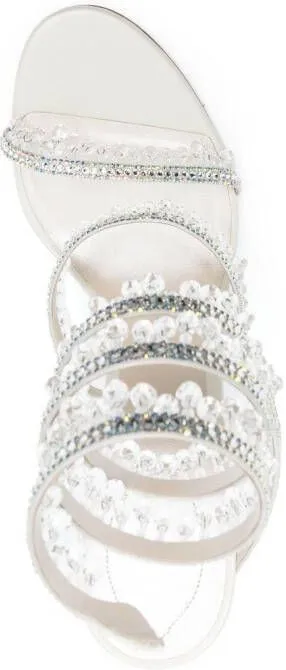 Neutrals René Caovilla Chandelier 105mm Crystal-Embellished Sandals