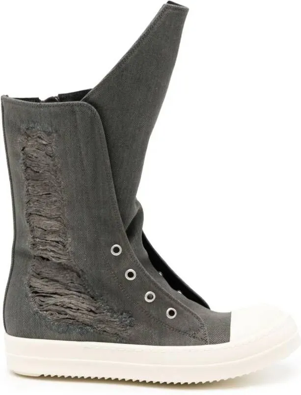 Rick Owens DRKSHDW Distressed Sneaker Boots Grey