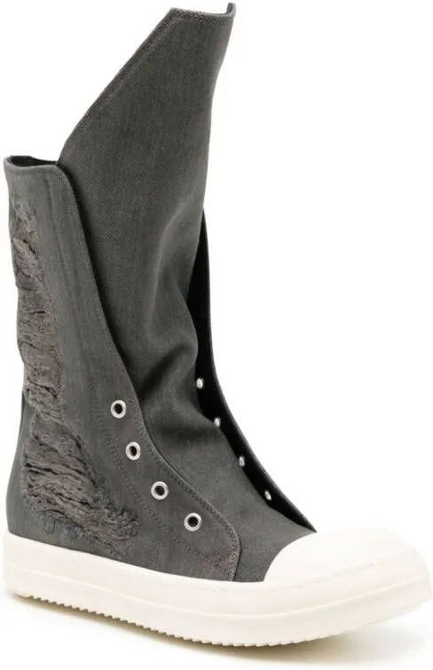 Rick Owens DRKSHDW Distressed Sneaker Boots Grey