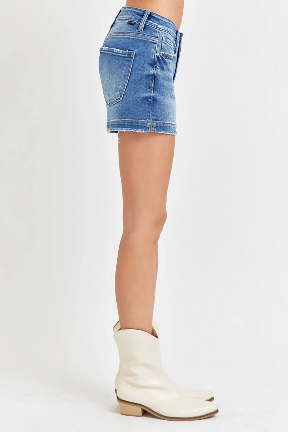 RISEN Denim Shorts Low Rise with Slit