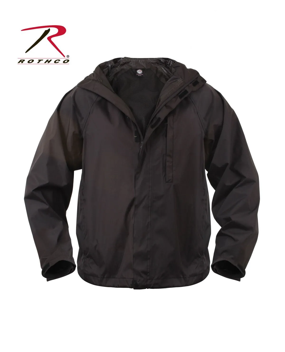 Rothco Packable Black Rain Jacket.