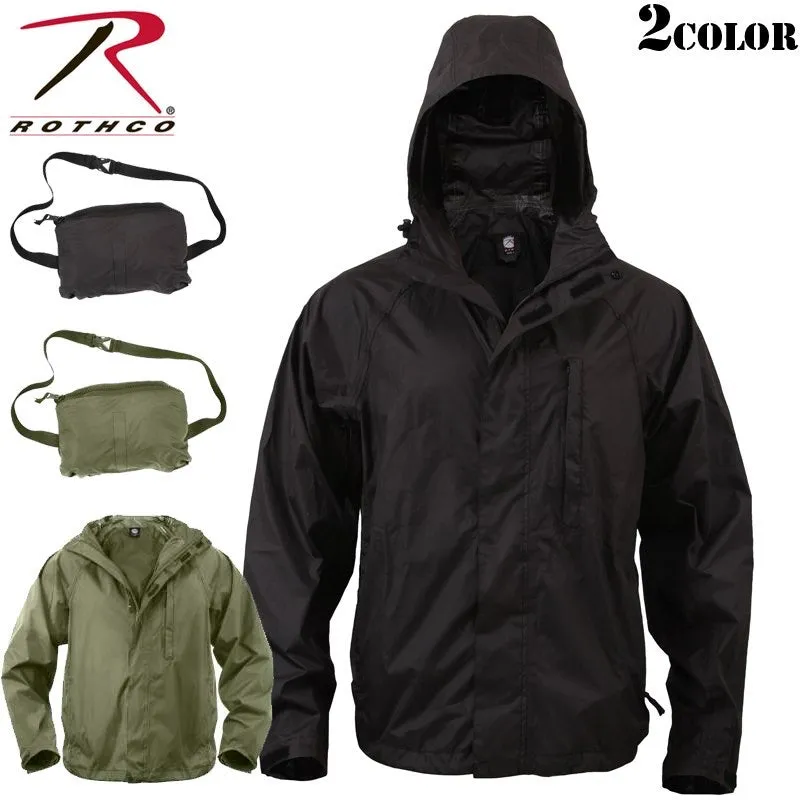 Rothco Packable Black Rain Jacket.